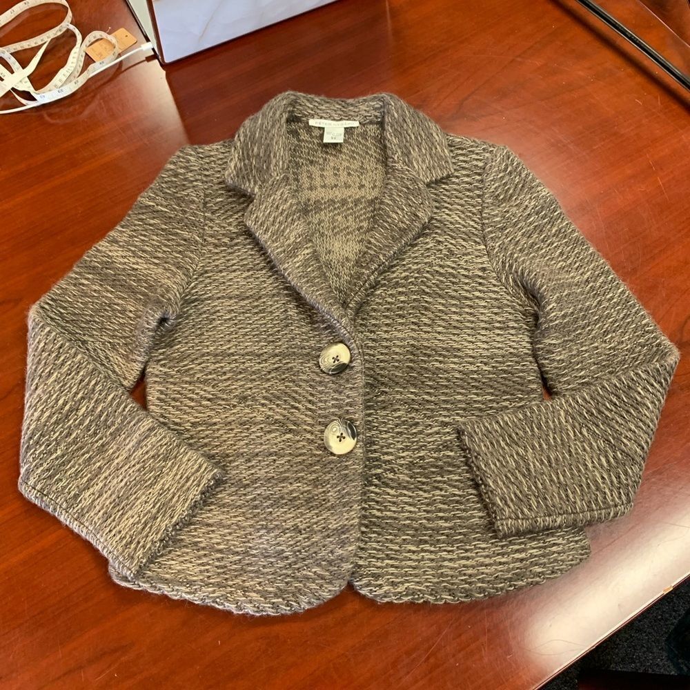 Peter Nygard Brown Knit Sweater Blazer Jacket S